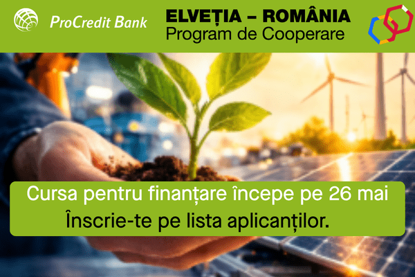 ProCredit Bank anunță lansarea programului SME Eco-Tech pe 26 mai: IMM-urile din producție pot accesa granturi de până la 40% și finanțare bancară avantajoasă