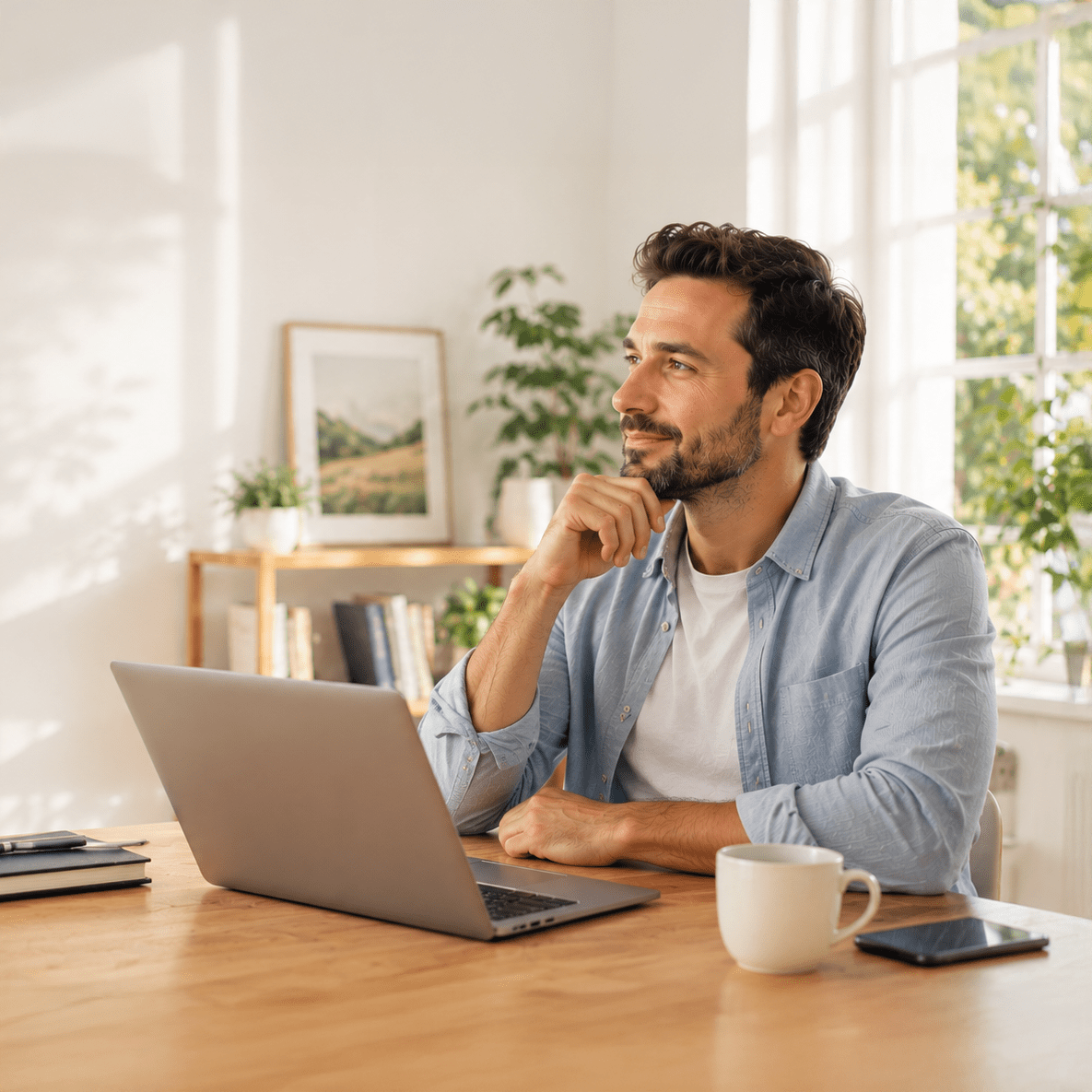 Client relaxat folosind laptopul