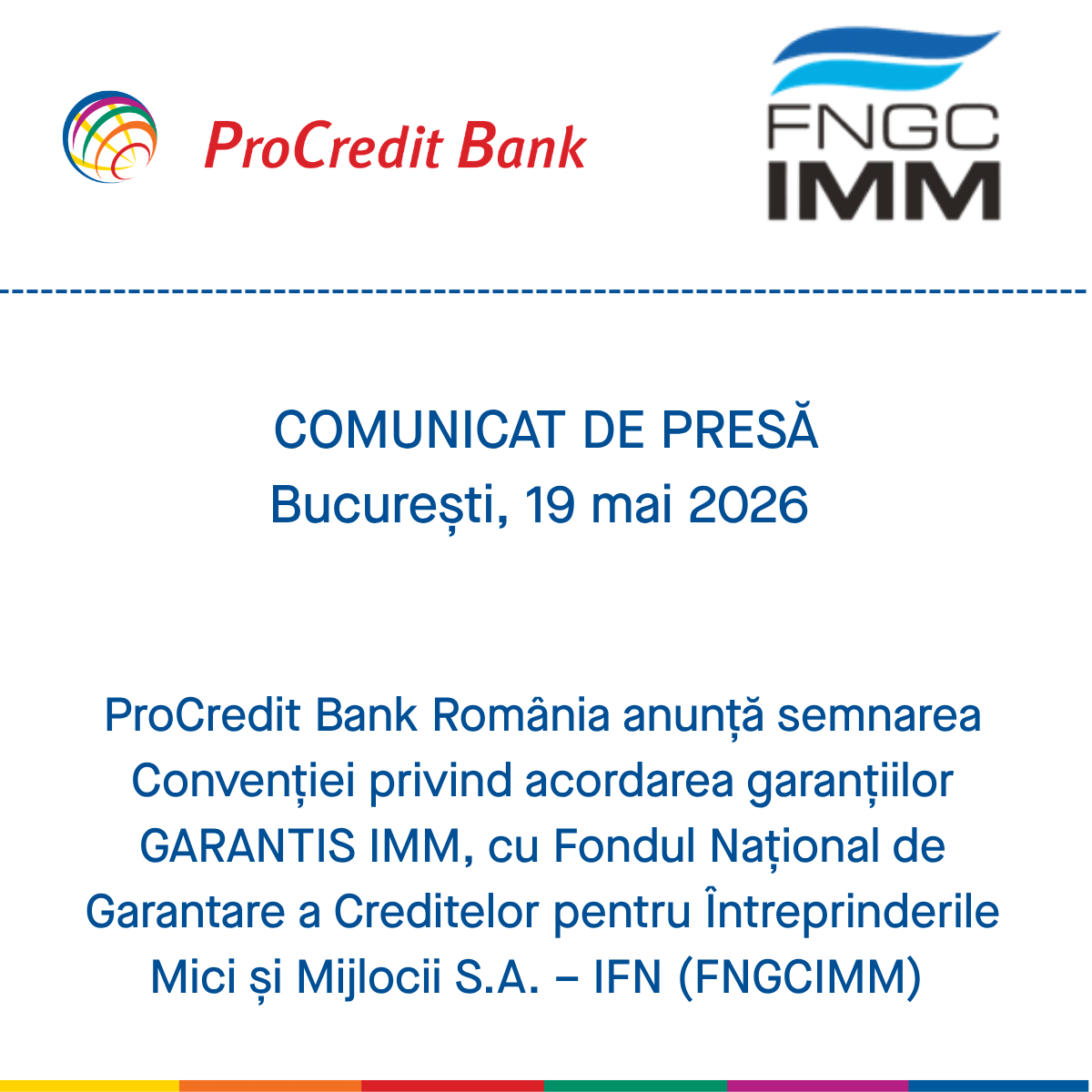 ProCredit Bank anunță semnarea Convenției GARANTIS IMM și deschide accesul la finanțare garantată de stat pentru afacerile mici și mijlocii